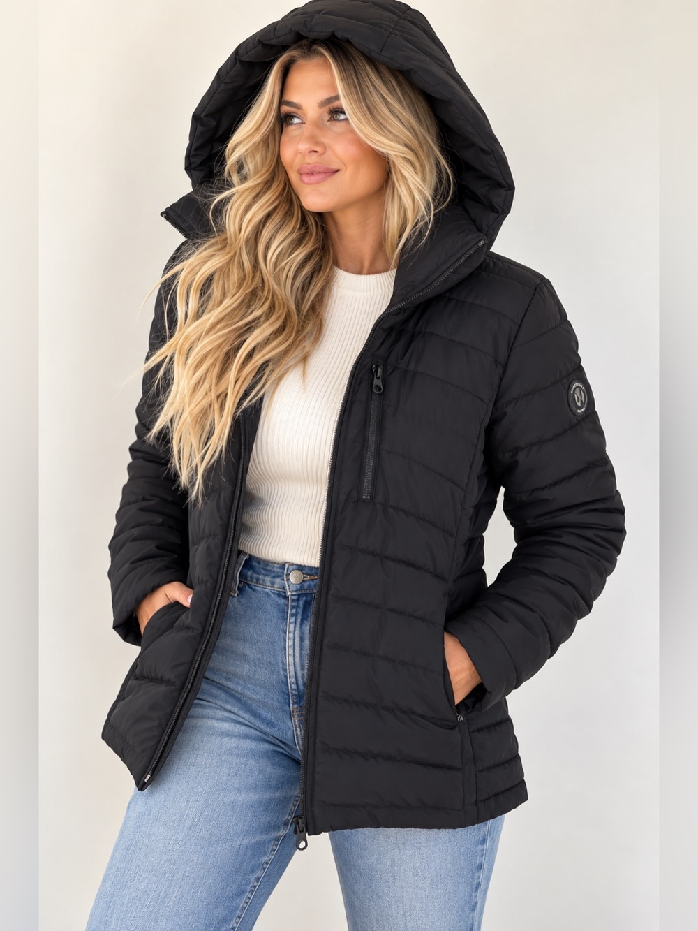 Black hooded Nautica puffer jacket size 2x